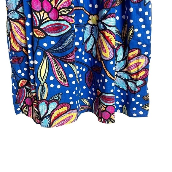 Tabitha Brown Blue Floral Polk Dot Maxi Dress Size Small - Picture 6 of 10